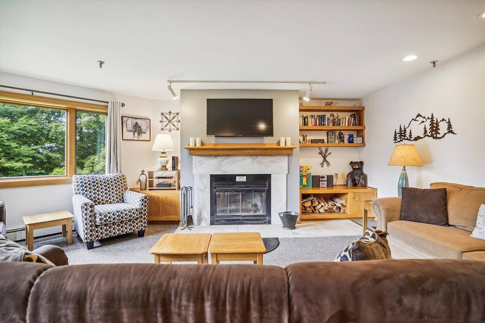 living room of Highridge condo in Killington