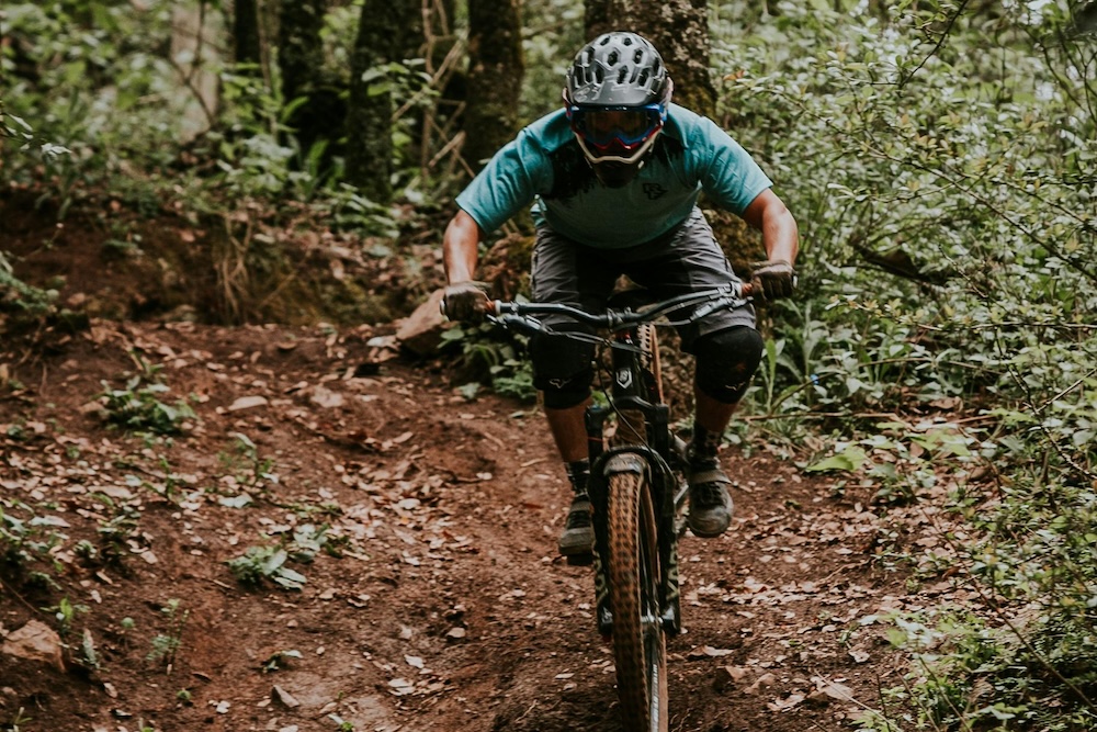 man riding mountain bike